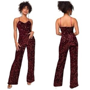 Idem Ditto Women’s Burgundy Sequin Jumpsuit